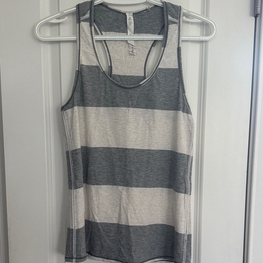 Lululemon Athletica Gray and Cream Striped Tank Top